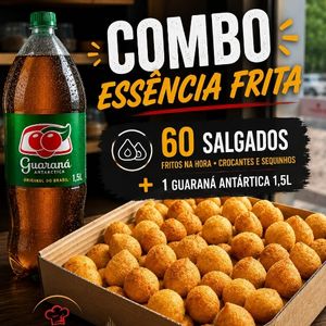 imagem do produto Combo Essência Frita 60unidades de Salgados Fritos + Guaraná 1,5 litros