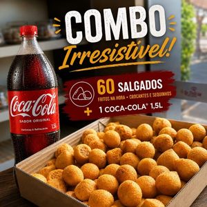 imagem do produto Combo Irresistível  60 Unidades de Salgados Fritos + Coca Cola 1,5 litros
