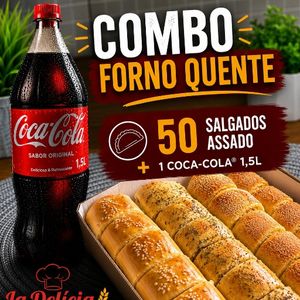 imagem do produto 🔥Combo Forno Quente (50 unidades de Salgados assado +Coca Cola 1,5)  