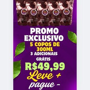 imagem do produto PROMO só HOJE 5copo de 300ml com 3 adicionais grátis  - cópia