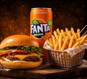 imagem do produto 1 Salad Burguer + Fritas + Fanta Laranja Lata