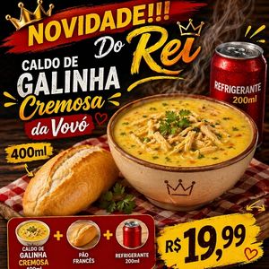 imagem do produto Caldo de galinha desfiada + Calabresa + Bacon + torradas + refri 200ml