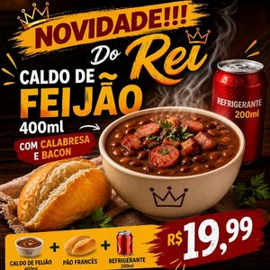 imagem do produto Caldo de Feijão com calabresa e bacon + torradas + Refri 200ml
