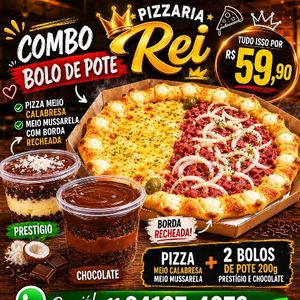 imagem do produto Pizza meio calabresa meio mussarela com borda recheada + 2 bolos de pote 