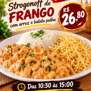 imagem do produto STROGONOFF DE FRANGO COM BATATA PALHA 