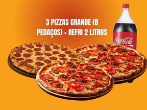 imagem do produto Combo Grande Familia - 3 Pizzas Grandes 35cm 8 Fatias + 1 Cola - Cola 2l Grátis!