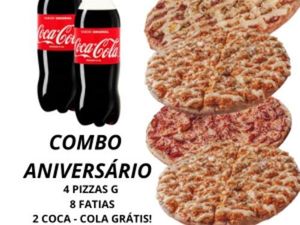 imagem do produto Combo Aniversário - 4 Pizzas Grandes 35cm 8 Fatias + 2 Coca - Colas 2l Grátis!