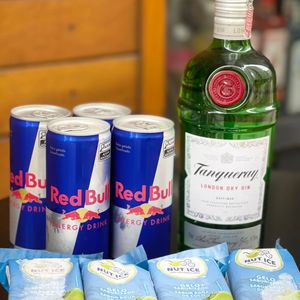 imagem do produto Tanqueray London Dry Gin 1L + 4 Red Bull + 4 Gelo de Sabor