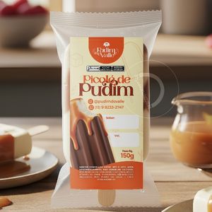 imagem do produto Picolé de pudim tradicional com cobertura de chocolate branco