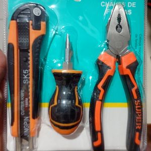 imagem do produto Alicate de aço bastante resistente, tamanho normal + Chave de Fenda com cabeça magnética + Estilete 18mm / O jogo Contém 3 peças.