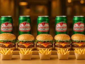 imagem do produto 5 Hambúrgueres + 5 Fritas (130g) + 5 Guaraná Antárctica ou Coca Cola 350ml