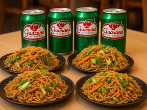 imagem do produto 4 Macarrão na Chapa Grande + 4 Guaraná Antárctica ou Coca Cola 350ml