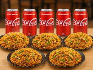 imagem do produto 5 Macarrão na Chapa Grande + 5 Guaraná Antárctica ou Coca Cola 350ml