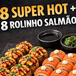 imagem do produto 8 super hot + 8 rolinho primavera Salmão