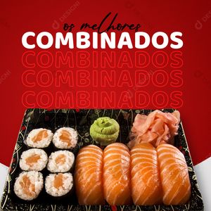 imagem do produto Combo 16 peças (4 Sashimis de salmão 4 Nigiris de salmão 8Uramakis Filadélfia)