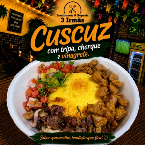 imagem do produto Cuscuz com tripa, charque e vinagrete.