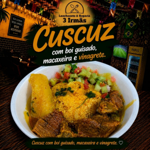 imagem do produto Cuscuz com boi guisado, macaxeira & vinagrete.