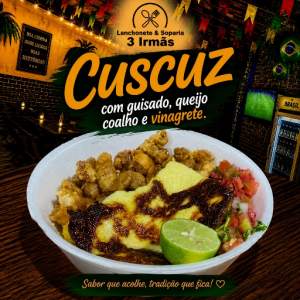 imagem do produto Cuscuz com tripa, queijo coalho e vinagrete.
