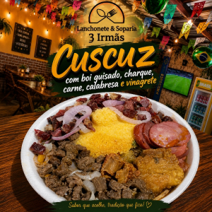 imagem do produto Cuscuz com carne, charque, boi guisado, calabresa, e vinagrete.