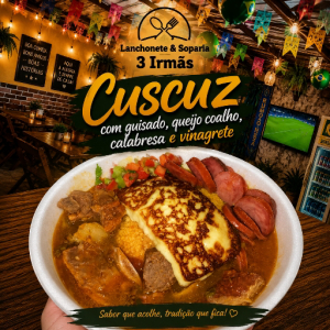 imagem do produto Cuscuz com guisado, calabresa, queijo coalho e vinagrete.