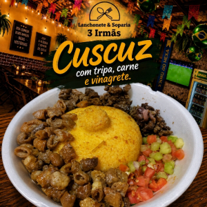 imagem do produto Cuscuz, tripa carne assada e vinagrete.