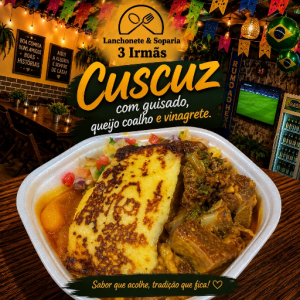 imagem do produto Cuscuz com guisado, queijo coalho e vinagrete.