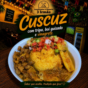 imagem do produto Cuscuz com tripa boi guisado e vinagrete.
