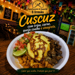 imagem do produto Cuscuz com carne, tripa, queijo coalho e vinagrete.