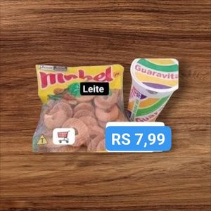 imagem do produto Biscoito rosquinha sabor leite +1copo de Guaravita 