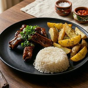 imagem do produto Costelinha suína ao molho BBQ (Com arroz)