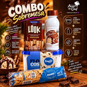 imagem do produto Combo Sorvete 1,8L + Calda 300 G + 10 Cascao + 1 caixinha de canudos de chocolate