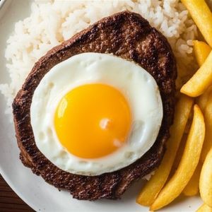 imagem do produto Bife acebolado a cavalo com fritas 