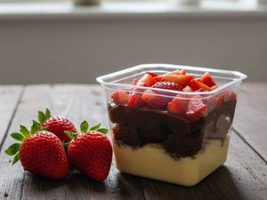 imagem do produto Brownie no pote com morangos