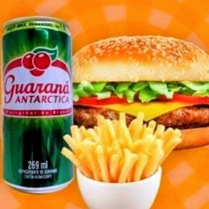 imagem do produto Hambúrguer com batata frita e refrigerante lata 