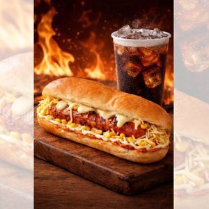 imagem do produto Salsicha na assada na brasa, cachorro quente com 1 salsicha + 1 refri 200ml