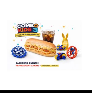 imagem do produto Combo Plus 3 | Cachorro-Quente + Refri 200ml + 1 Brinquedo à Escolha