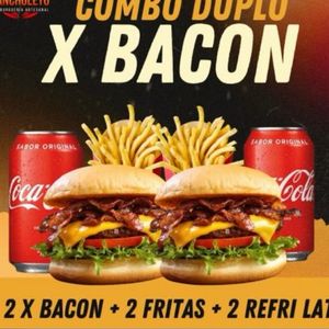 imagem do produto Combo casal duplos 2 x bacon + 2 batata + 2 coca original 350 ml 