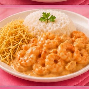 imagem do produto Strogonoff de camarão com arroz e batata palha 