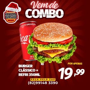 imagem do produto Hambúrguer bovino + coca lata 350ml