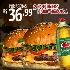 imagem do produto 2 hambúrgueres bovino+ guaraná 1L