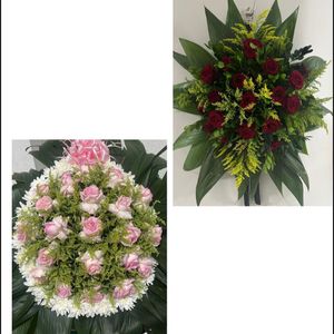 imagem do produto Coroa G com folhagens, flor do campo, tangos e 15 botões (consultar estoque) 