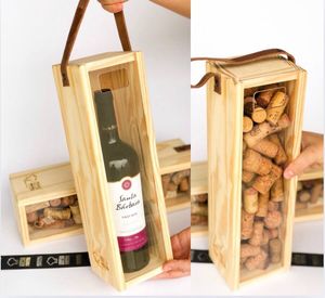 imagem do produto Caixa de Vinho de Madeira Pinus com Visor | Vira Porta-Rolhas Decorativo