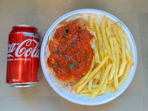 imagem do produto Frango Parmegiana & Fritas + lata Coca normal + R$ 19,99  leve outra marmitex