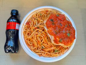 imagem do produto Espaguete & Parmegiana Frango + Coca Zero Pet + R$ 19,99 leve outra marmitex