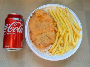 imagem do produto Frango Empanado & Fritas + lata Coca normal + R$ 19,99 leve outra marmitex
