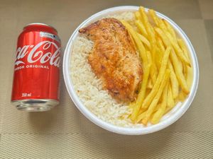 imagem do produto Frango Grelhado & Fritas + lata Coca normal + R$ 19,99  leve outra marmitex