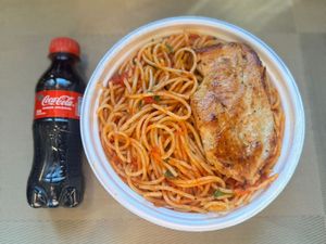 imagem do produto Espaguete & Frango Grelhado + Coca Pet + R$ 18,99 leve outra marmitex