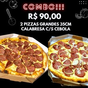 imagem do produto Duas pizzas de calabresa e calabresa com cebola.