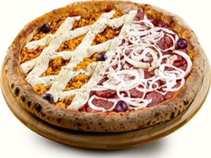 imagem do produto Pizza Grande: 1/2 Frango Catupiry + 1/2 Calabresa Paulistana - (Grande 35cm)