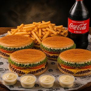 imagem do produto Combo Família - 4 Xis Salada + Fritas + Maionese e 1 Coca-Cola de 2 Litros 